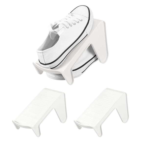 Uxcell Shoe Slot Organizer 2 Pcs, 9.8x4.3x5.5 Inch Shoe Stacker Double Layer 50% Space Saver for Storage Closet Rack Organization, White