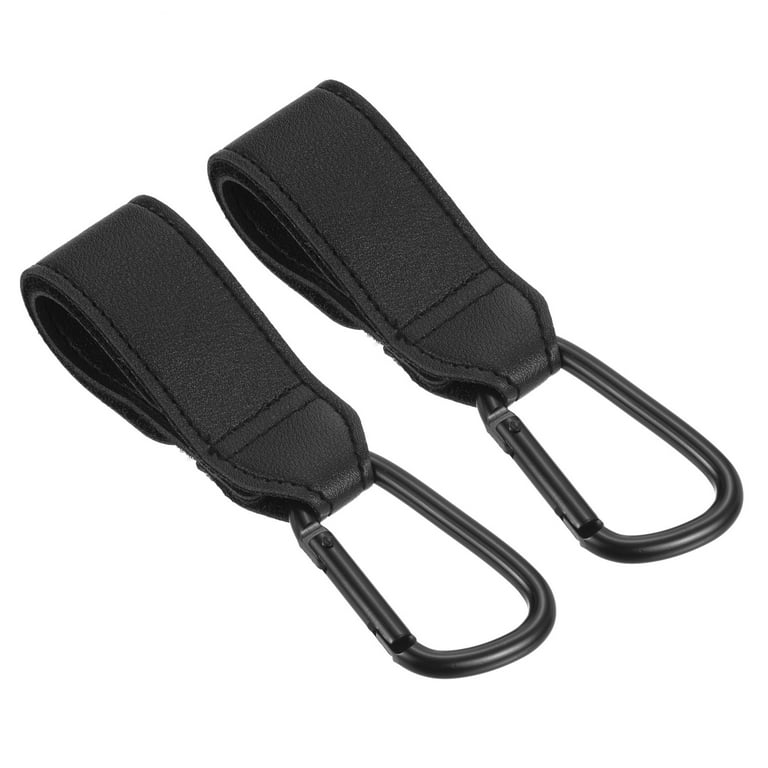 Uxcell Shopping Bag Hook, 2Pack Organizer Hook Clips Metal Hook with  Leather Straps Black