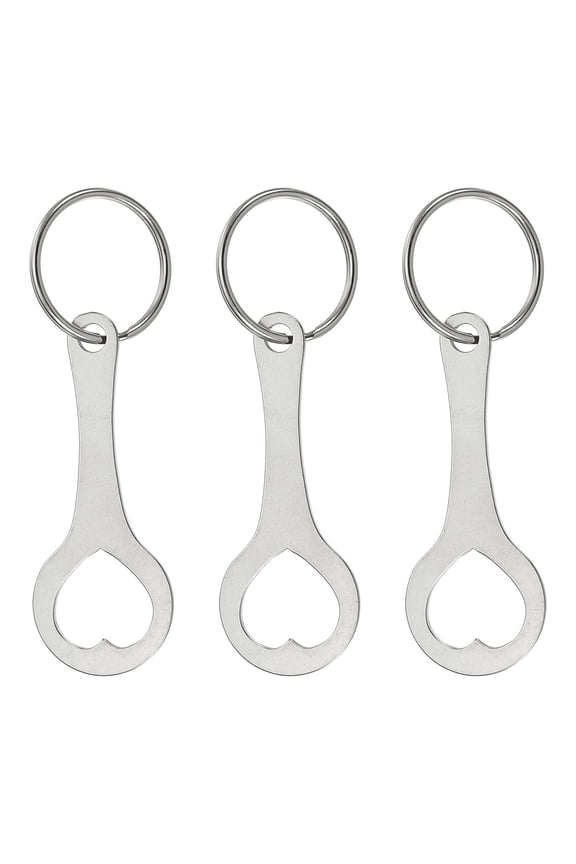 Shopping Trolley Token Key Ring, 2.3 Inch Cart Remover Coin Keychain Unlock Release Key, Silver Tone 3 Pack