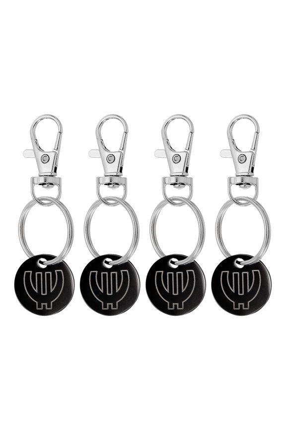 Shopping Trolley Token Key Ring, 4 Pcs Grocery Cart Remover Coin Keychains, Black