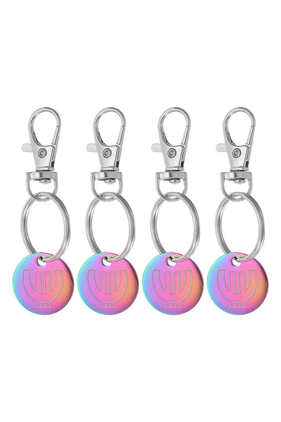 Shopping Trolley Token Key Ring, 4 Pcs Grocery Cart Remover Coin Keychains, Multicolor