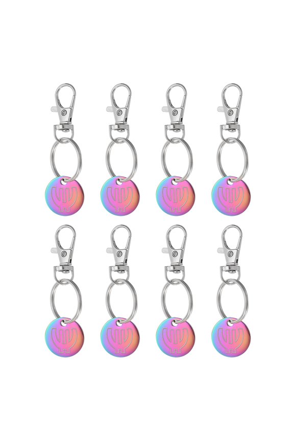 Shopping Trolley Token Key Ring, 8 Pcs Grocery Cart Remover Coin Keychains, Multicolor