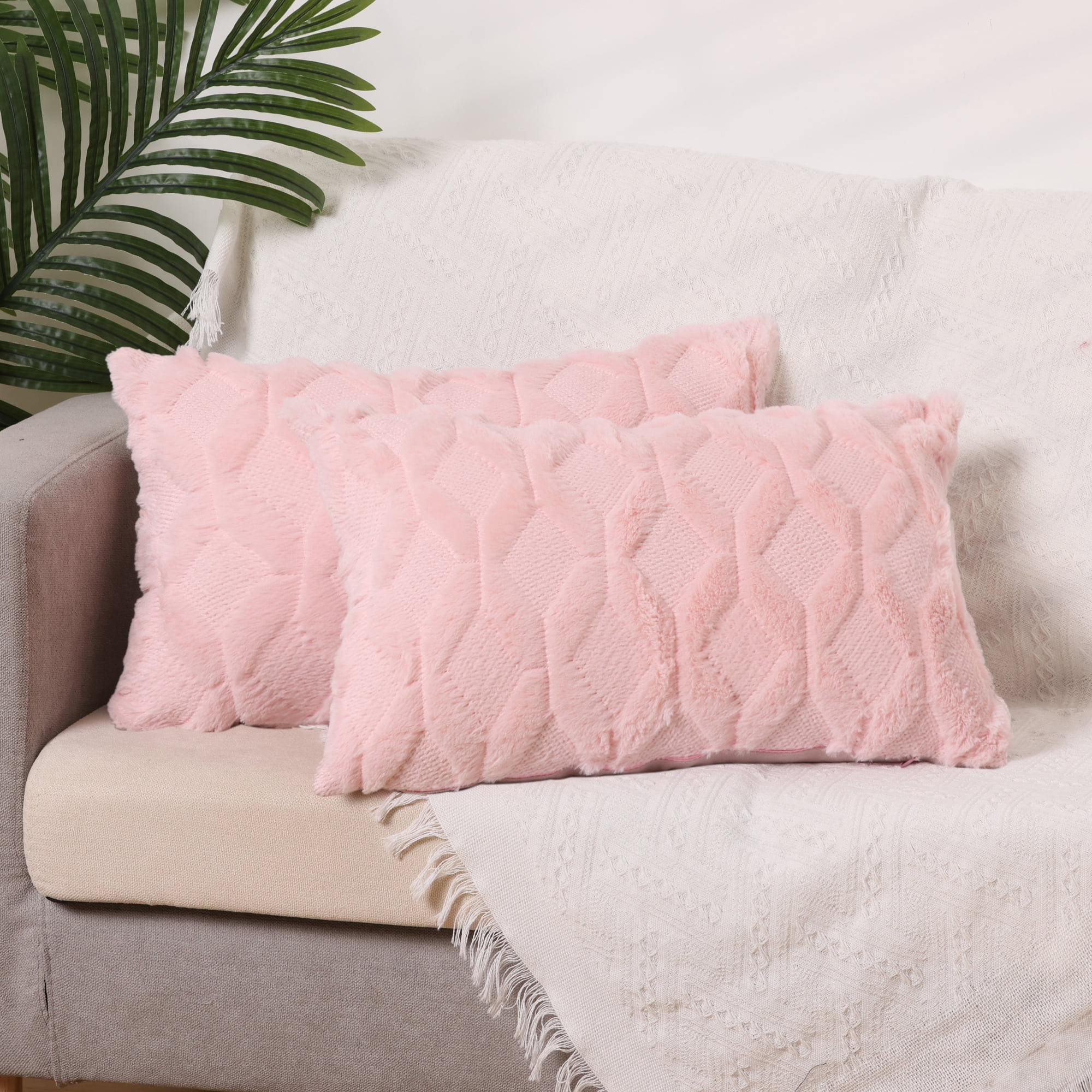 Light orders pink fuzzy pillow