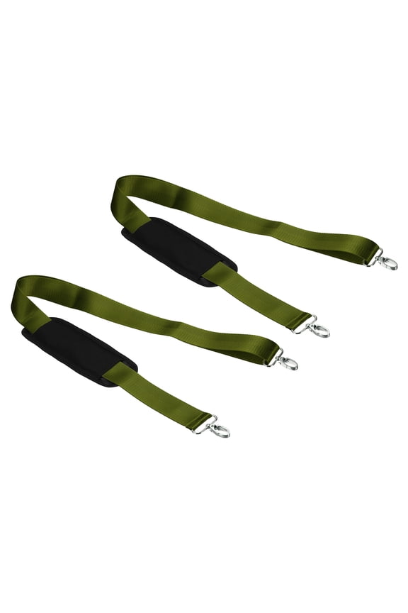 Shoulder Strap, 2 Pcs Nylon Webbing Adjustable Replacement Strap with Anti Slip Padded Clip, Dark Green