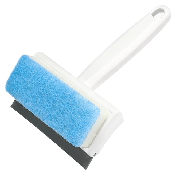 Uxcell Shower Squeegee Cleaning Tool with 2 in 1 Rubber & Sponge Head White Handle