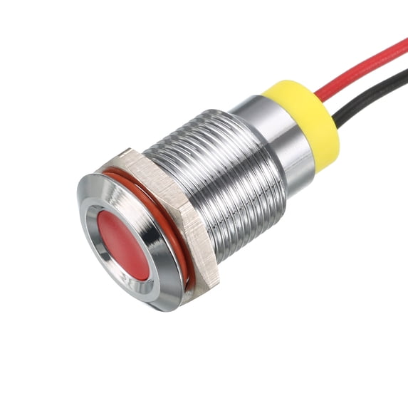 Uxcell Signal Indicator Light AC/DC 110V 12mm/0.47'' Red LED Metal Shell