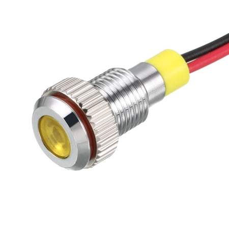 Uxcell Signal Indicator Light AC/DC 12V 8mm/0.31'' Yellow LED Metal Shell