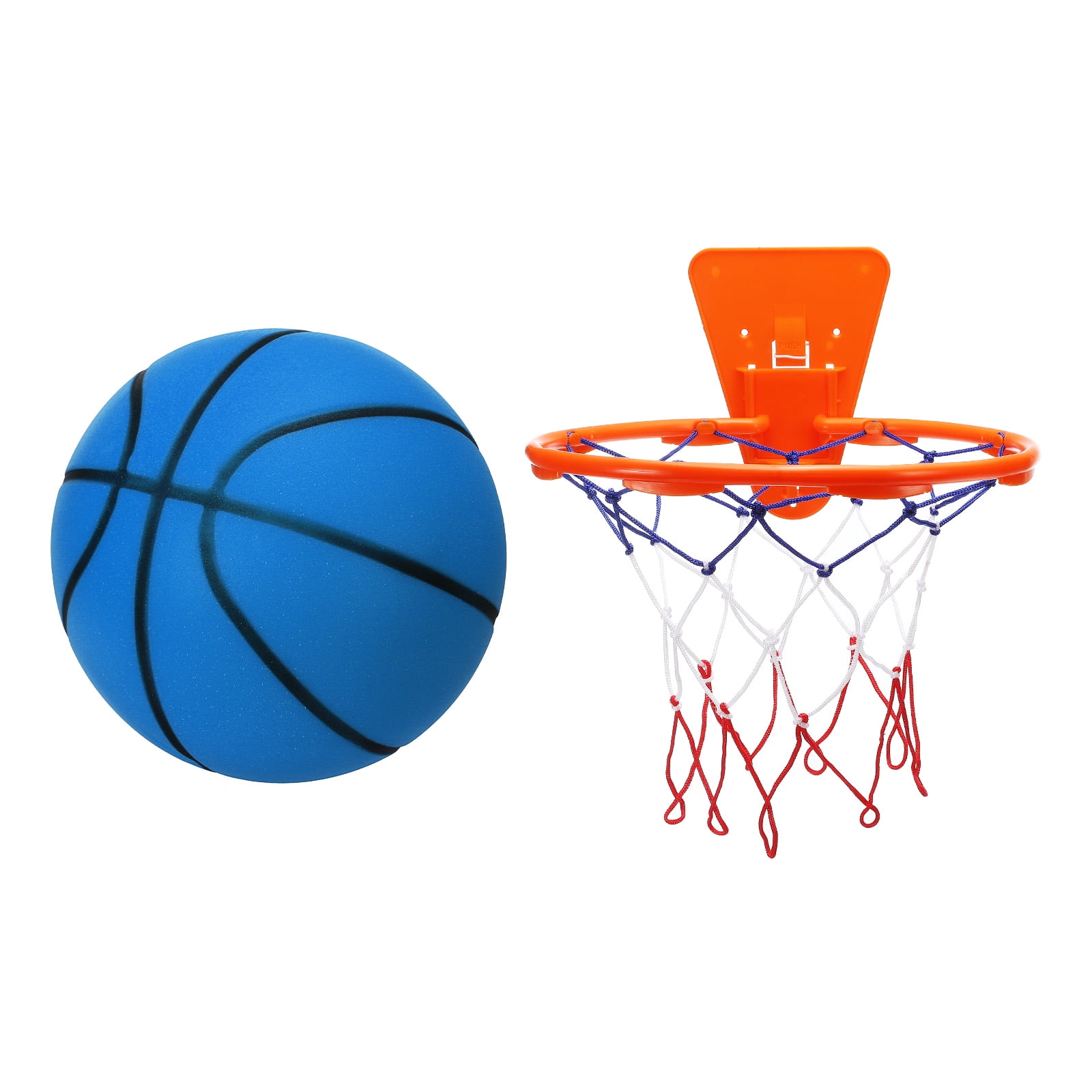 Uxcell Silent Basketball No Noise High-Density Foam Dribbling Indoor Basketball with Net for Quiet Dribbling Blue NO.3