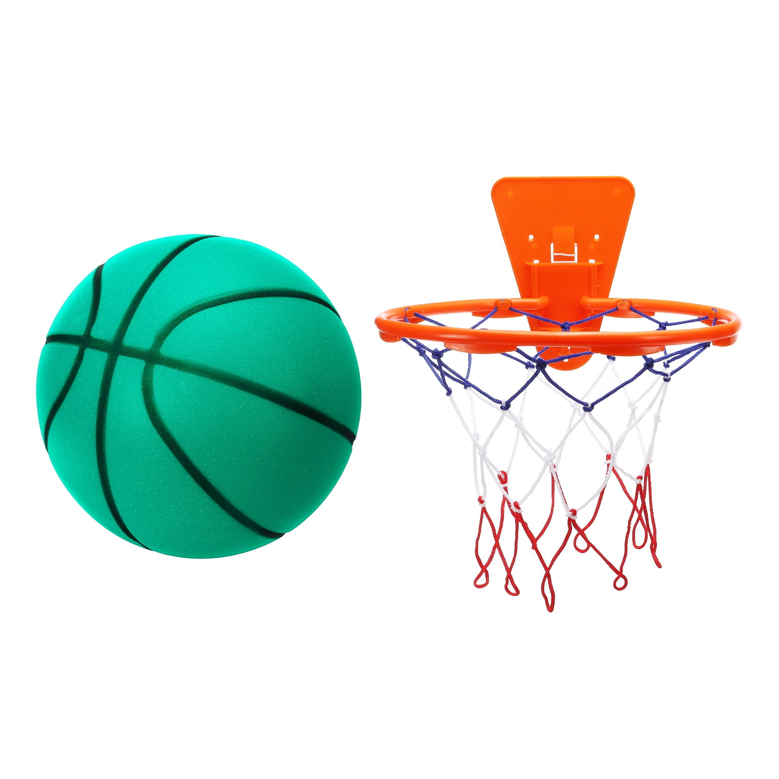Uxcell Silent Basketball No Noise High-Density Foam Dribbling Indoor Basketball with Net for Quiet Dribbling Green NO.3