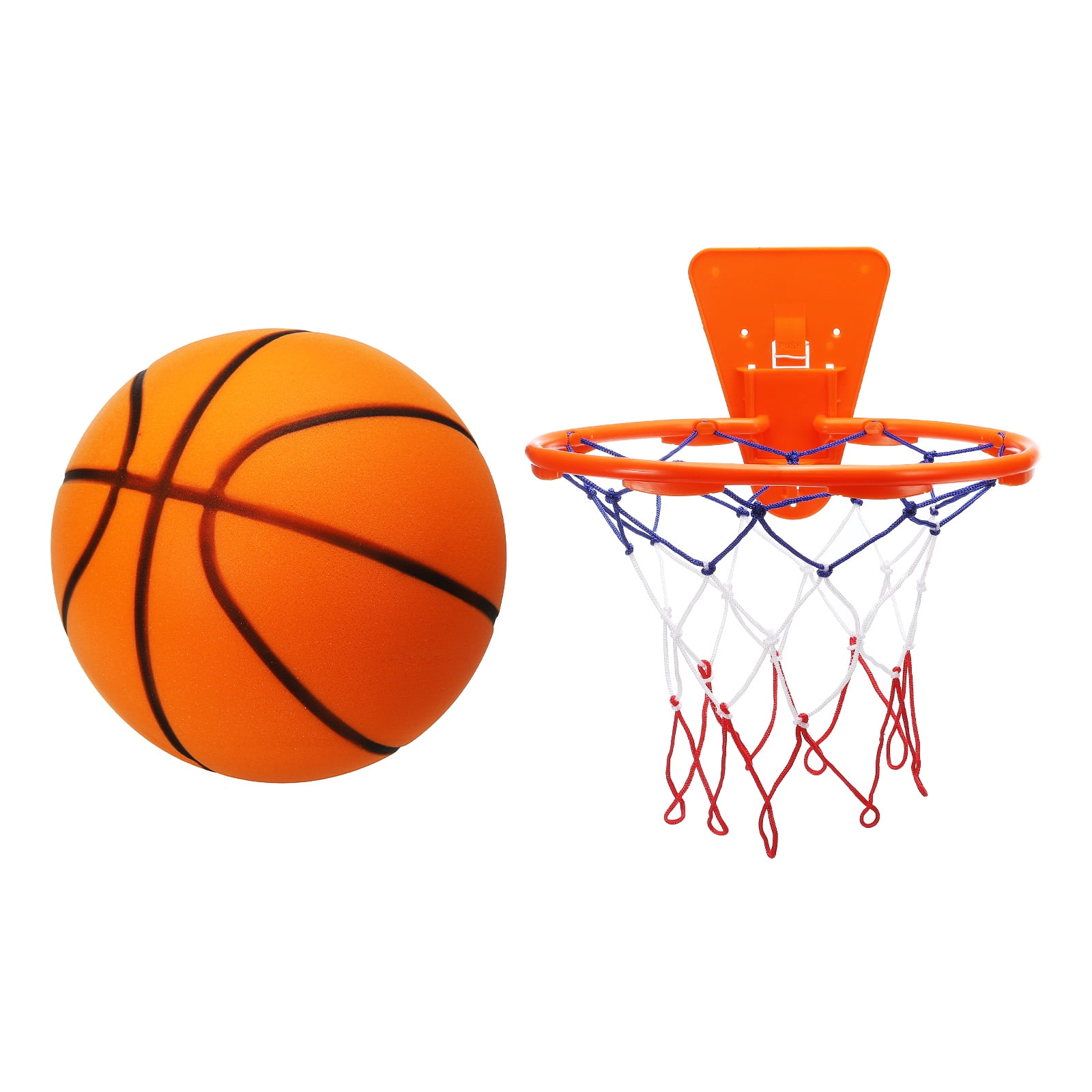 Uxcell Silent Basketball No Noise High-Density Foam Dribbling Indoor Basketball with Net for Quiet Dribbling Orange NO.3