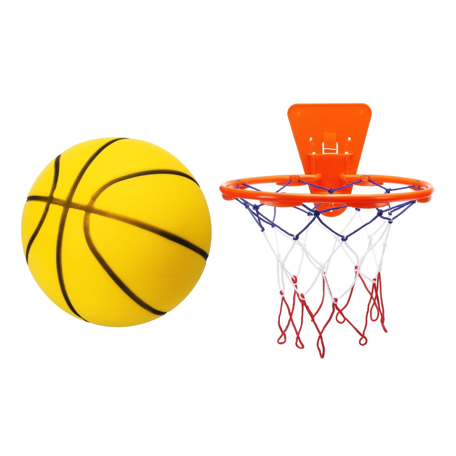 Uxcell Silent Basketball No Noise High-Density Foam Dribbling Indoor Basketball with Net for Quiet Dribbling Yellow NO.3