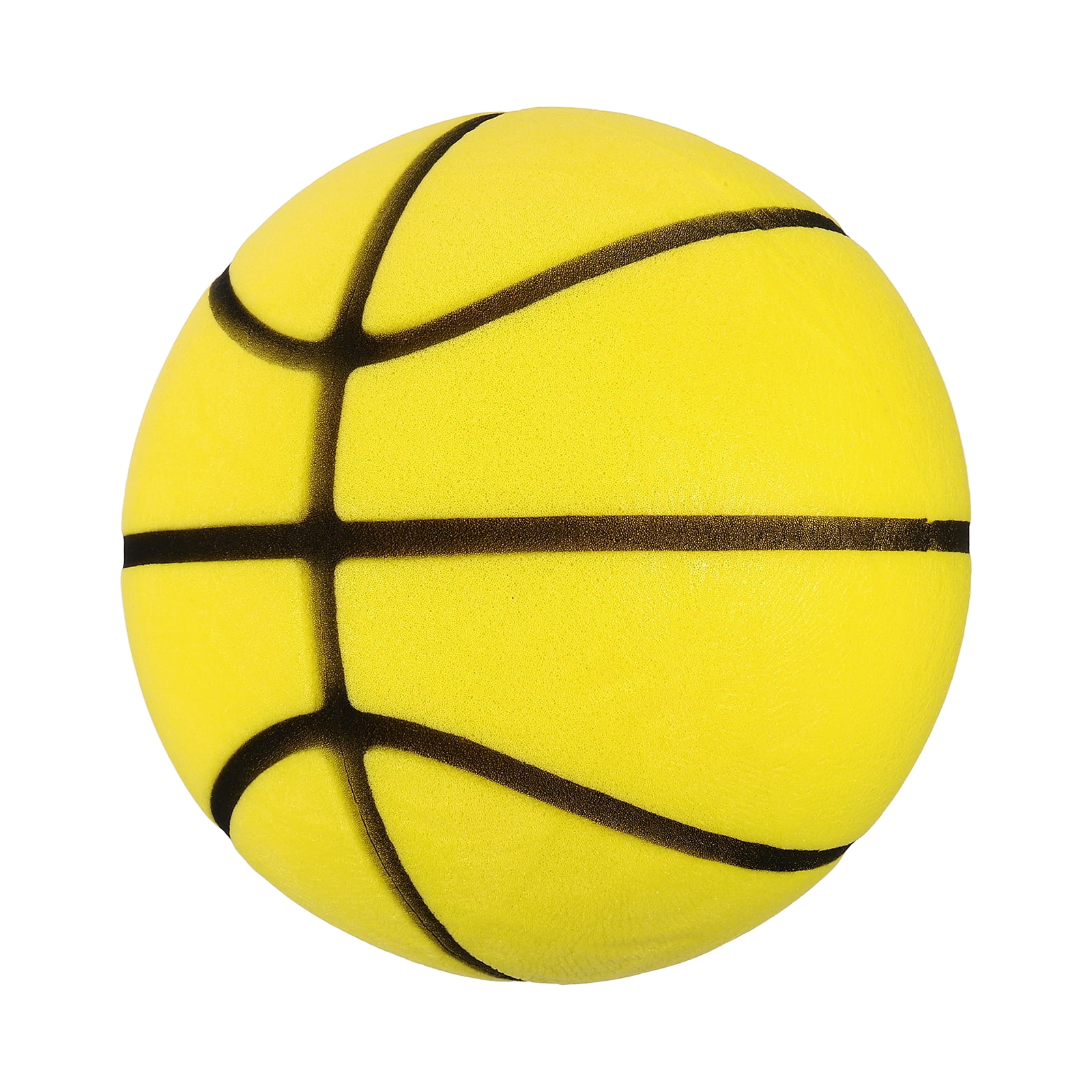 Uxcell Silent Basketball, Size 5 (8.3") Quiet Basketball High Density Foam No Noise 3D Sculpted Groove Bouncing Ball with Net Bag & Lemon Yellow - Fit for (Indoor Training/Dribbling Practice)