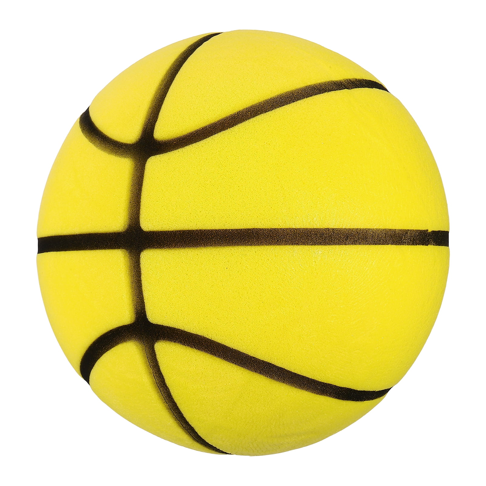 Uxcell Silent Basketball, Size 7 (9.4") Quiet Basketball High Density Foam No Noise 3D Sculpted Groove Bouncing Ball with Net Bag & Lemon Yellow - Fit for (Indoor Training/Dribbling Practice)