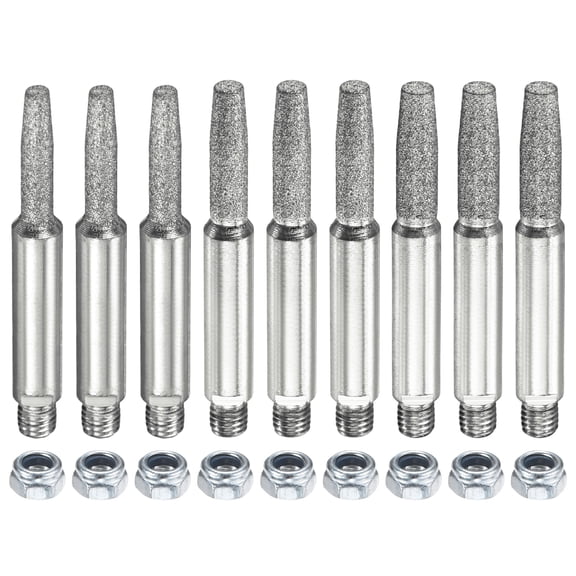 Uxcell Silicon Carbide Plated Diamond Chainsaw Sharpener with Nuts [18pcs]-Grinding Stone File Chainsaw Sharpening-[Silver- 5/32 Inch,3/16 Inch,7/32 Inch]