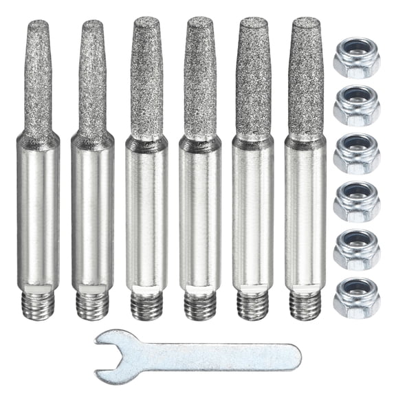 Uxcell Silicon Carbide Plated Diamond Chainsaw Sharpener with Nuts and Wrench [13pcs]-Grinding Stone File Chainsaw Sharpening-[Silver- 5/32",3/16",7/32"]