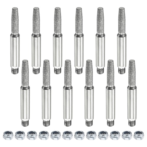 Uxcell Silicon Carbide Plated Diamond Chainsaw Sharpener with Nuts [24pcs]-Grinding Stone File Chainsaw Sharpening-[Silver- 3/16 Inch]