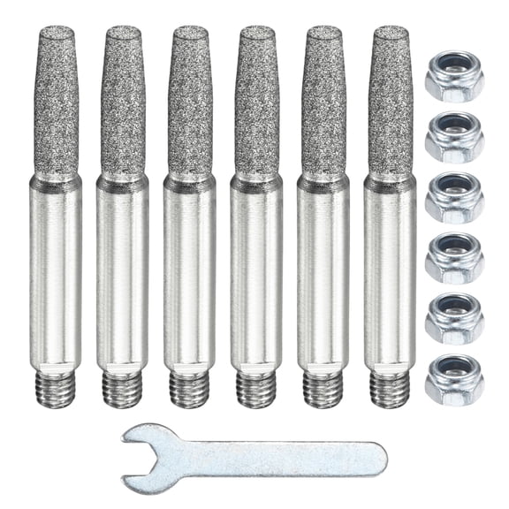 Uxcell Silicon Carbide Plated Diamond Chainsaw Sharpener with Nuts and Wrench [13pcs]-Grinding Stone File Chainsaw Sharpening-[Silver- 7/32 Inch]