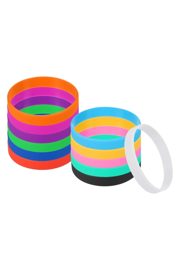Silicone Bracelets Rubber Wristbands Blank Elastic Sports Bands Multicolored 12 Pack