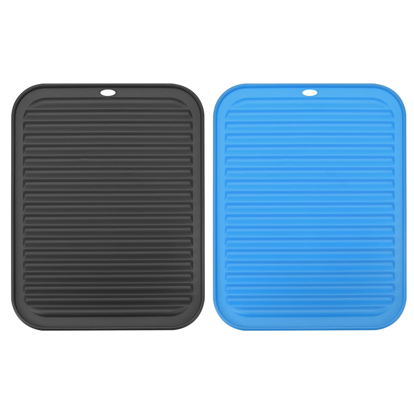 Black and Blue Silicone Dish Drying Mat Set