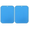 thumbnail image 1 of Uxcell Silicone Dish Drying Mat Set, 2 Pcs 12" x 9" Under Drain Pad Suitable for Kitchen Counter, Drawer - Blue, 1 of 5