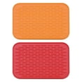 thumbnail image 1 of Uxcell Silicone Dish Drying Mat Set, 2 Pcs 8.5" x 6" Under Drain Pad  for Kitchen - Orange Red, 1 of 5