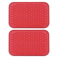 thumbnail image 1 of Uxcell Silicone Dish Drying Mat Set, 2 Pcs 8.5" x 6" Under Sink Drain Pad Heat Resistant Suitable for Kitchen - Red, 1 of 5