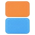 thumbnail image 1 of Uxcell Silicone Dish Drying Mat Set, 2 Pcs 8.5" x 6" Under Sink Drain Pad Heat Resistant for Kitchen - Orange Blue, 1 of 5