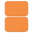 thumbnail image 1 of Uxcell Silicone Dish Drying Mat Set, 2 Pcs 8.5" x 6" Under Sink Drain Pad Heat Resistant for Kitchen - Orange, 1 of 5
