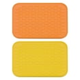 thumbnail image 1 of Uxcell Silicone Dish Drying Mat Set, 2 Pcs 8.5" x 6" Under Sink Drain Pad for Kitchen - Orange Yellow, 1 of 5