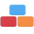thumbnail image 1 of Uxcell Silicone Dish Drying Mat Set, 3 Pcs 8.5" x 6" Under Drain Pad Suitable for Kitchen - Orange Red Blue, 1 of 5
