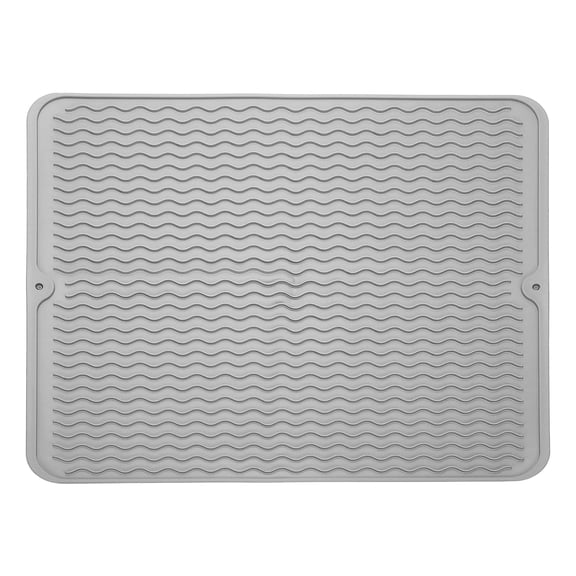 Uxcell Silicone Dish Drying Mat for Kitchen Counter, 18 x 16" Dish Drying Pad Heat Resistant Non-Slip for Kitchen Countertop Coffee Mat, Gray