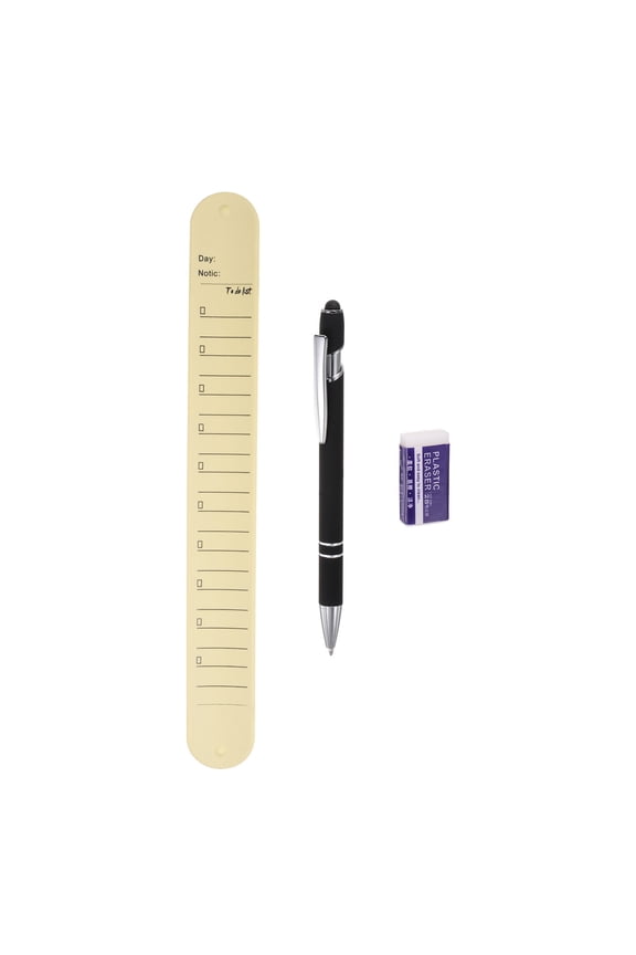 Silicone Memo Wrist Band 9.37"x1.1" Wearable Slap Bracelets Block Line Wristbands with Pen and Eraser, Yellow