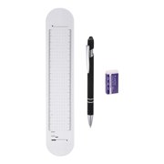Uxcell Silicone Memo Wrist Band 9.37"x1.8" Wearable Slap Bracelets Point Line Wristbands with Pen and Eraser, White