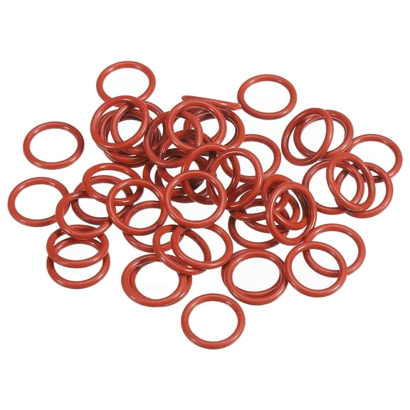 Uxcell 100Pcs Silicone O-Ring 16mm OD 12mm ID 2mm Width VMQ Sealing Gasket Red