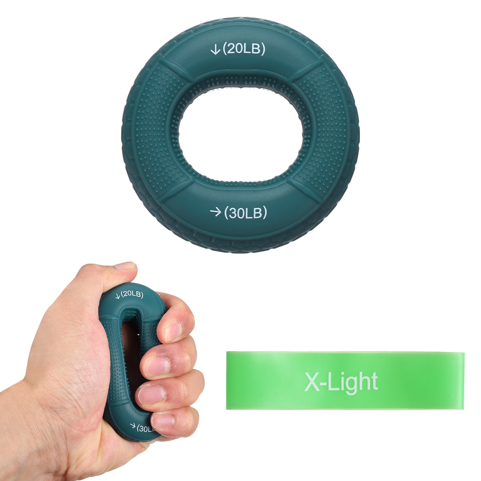 Uxcell Silicone Ring Grip Strength Trainer with Finger Extension Band ...