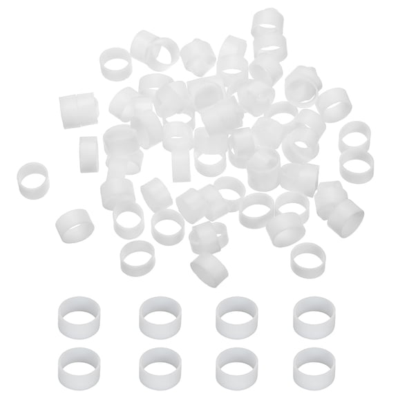 Uxcell Silicone Rubber Bands Cable Ties 0.4", Flat Rubber Elastic Band for Office Supplies Home Cord Wrapping, White 80 Pcs