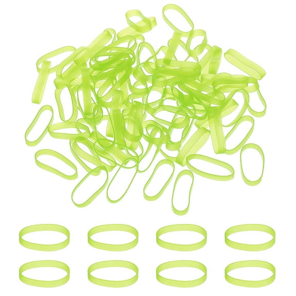 Uxcell Silicone Rubber Bands Cable Ties 1.4", Flat Rubber Elastic Band for Office Supplies Home Cord Wrapping, Green 80 Pcs