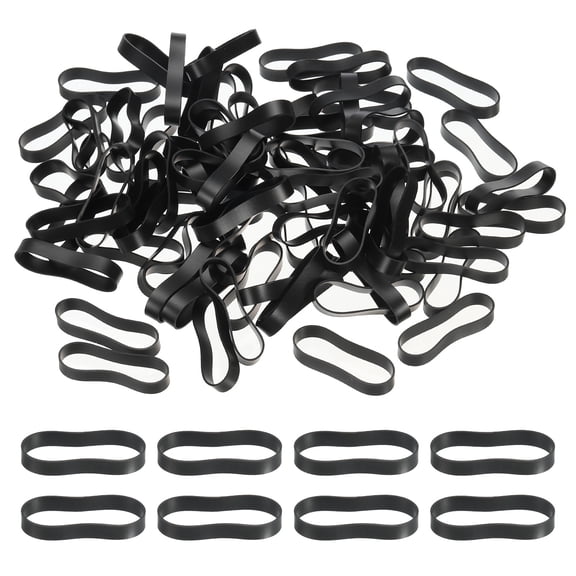 Uxcell Silicone Rubber Bands Cable Ties 1.5", Flat Rubber Elastic Band for Office Supplies Home Cord Wrapping, Black 200 Pcs