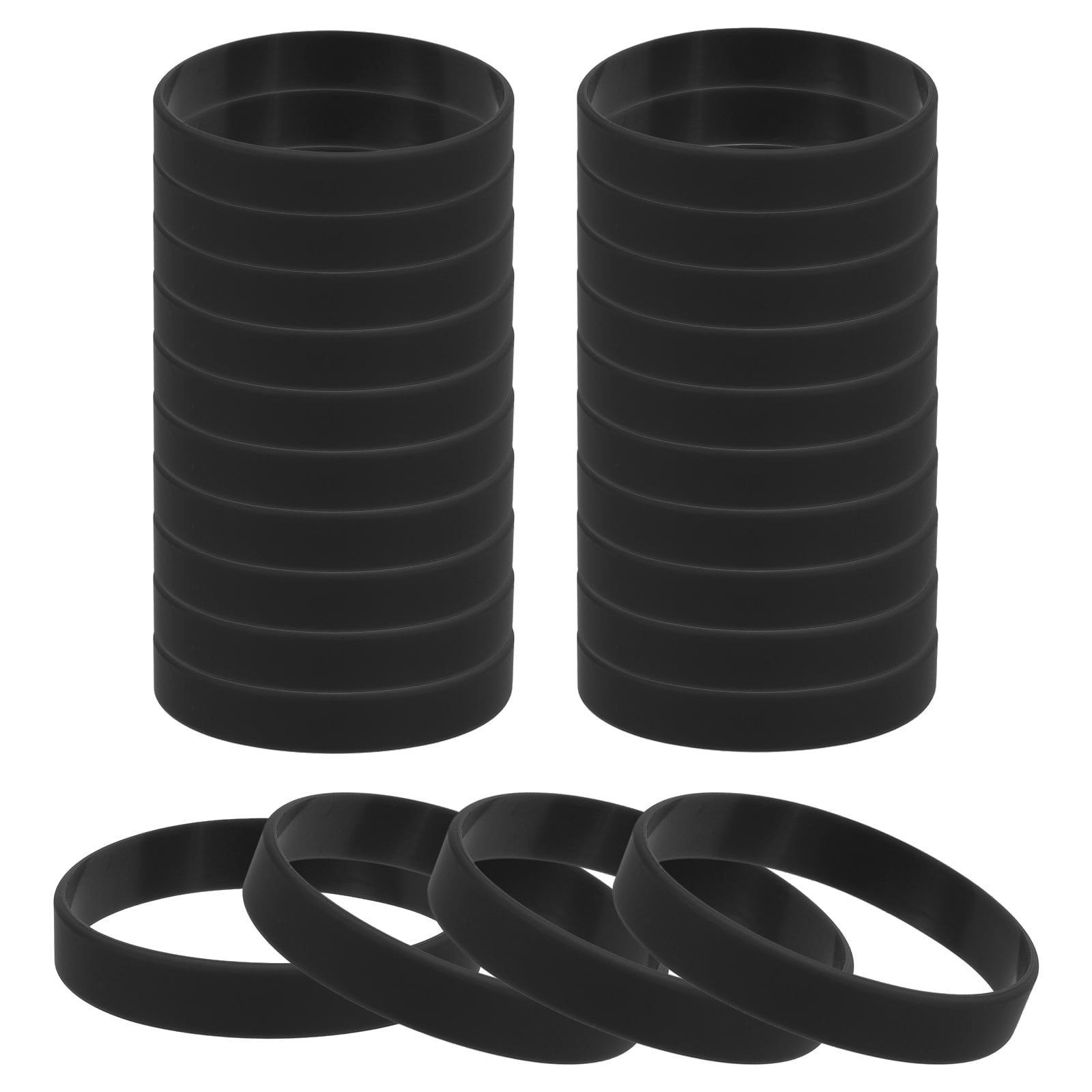 Uxcell Silicone Rubber Stretch Bracelets 24 Pcs Solid Color Wristbands ...