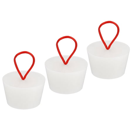 Uxcell Silicone Rubber Tapered Plug 42mm to 53mm Solid Bungs Stopper with Handle for Test Tubes White 3 Pack