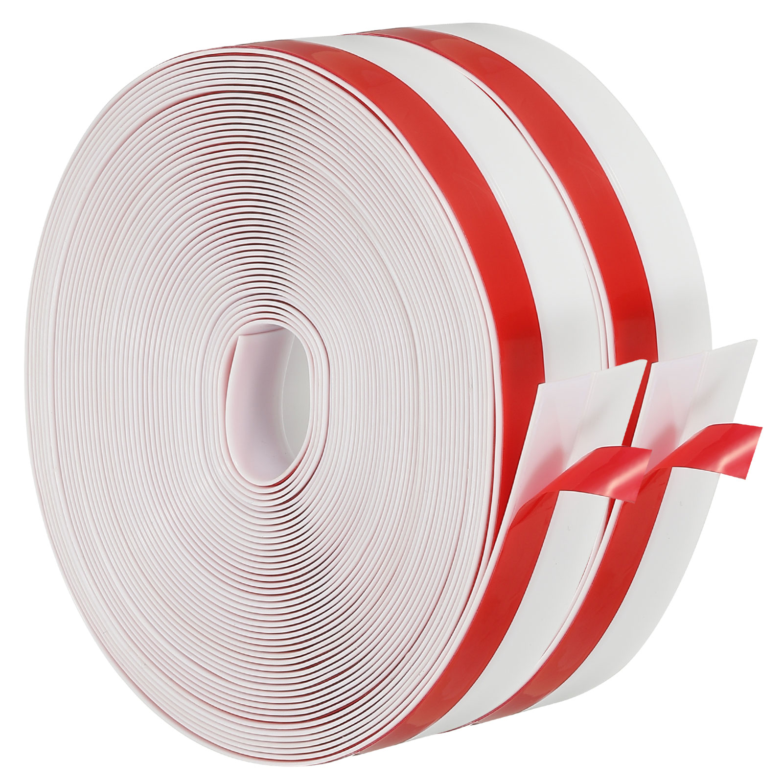 Uxcell Silicone Seal Strip, 2 Roll 20 Ft x 1" Width Self Adhesive Door Draft Stopper Weather Stripping Tape for Gap, Grey/Red