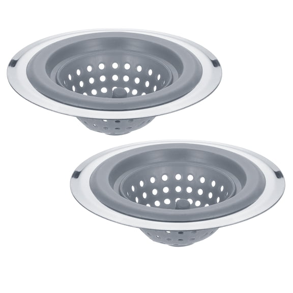 Uxcell Silicone Sink Strainer, 2Pack Kitchen Sink Drain Strainer Stopper, 4.4" Grey