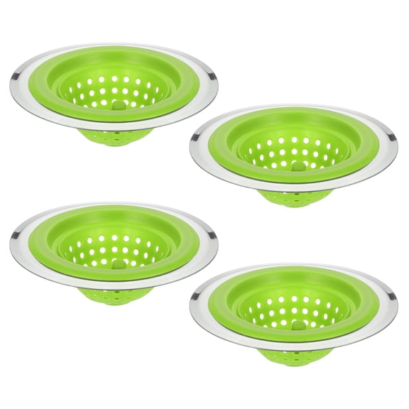 Uxcell Silicone Sink Strainer, 4Pack Kitchen Sink Drain Strainer Stopper, 4.4" Green