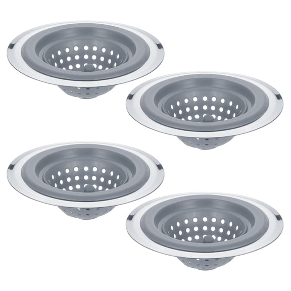 Uxcell Silicone Sink Strainer, 4Pack Kitchen Sink Drain Strainer Stopper, 4.4" Grey