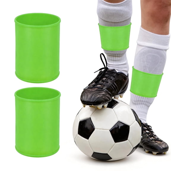 Uxcell Silicone Soccer Leg Bands, Soft Non-Slip Shin Guard Straps to Hold Shin Guards Sleeves Sports Leg Band 1 Pair & Size S & Green - Fitting for (Adults/Youth/Kicking Ball/Cycling)