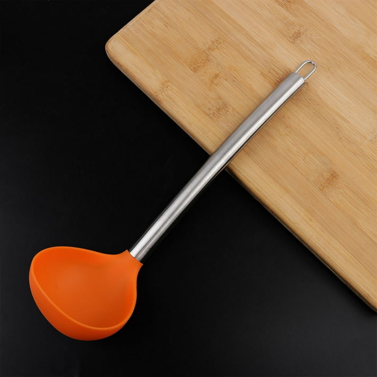 Silicone Ladle Spoon, Heat Resistant Soup Ladle for Serving with Solid  Coating Handle