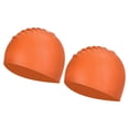 thumbnail image 1 of Uxcell Silicone Swim Cap, Waterproof Swimming Hat Non-Slip Adult Swim Cap for Women and Men, Orange 2 Pcs, 1 of 6