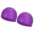 thumbnail image 1 of Uxcell Silicone Swim Cap, Waterproof Swimming Hat Non-Slip Adult Swim Caps for Women and Men, Purple 2 Pcs, 1 of 6