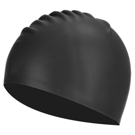 Uxcell Silicone Swim Caps Unisex NonSlip Pool Caps Waterproof Elastic Swimming Hats Black