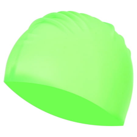 Uxcell Silicone Swim Caps Unisex NonSlip Pool Caps Waterproof Elastic Swimming Hats Fluorescent Green